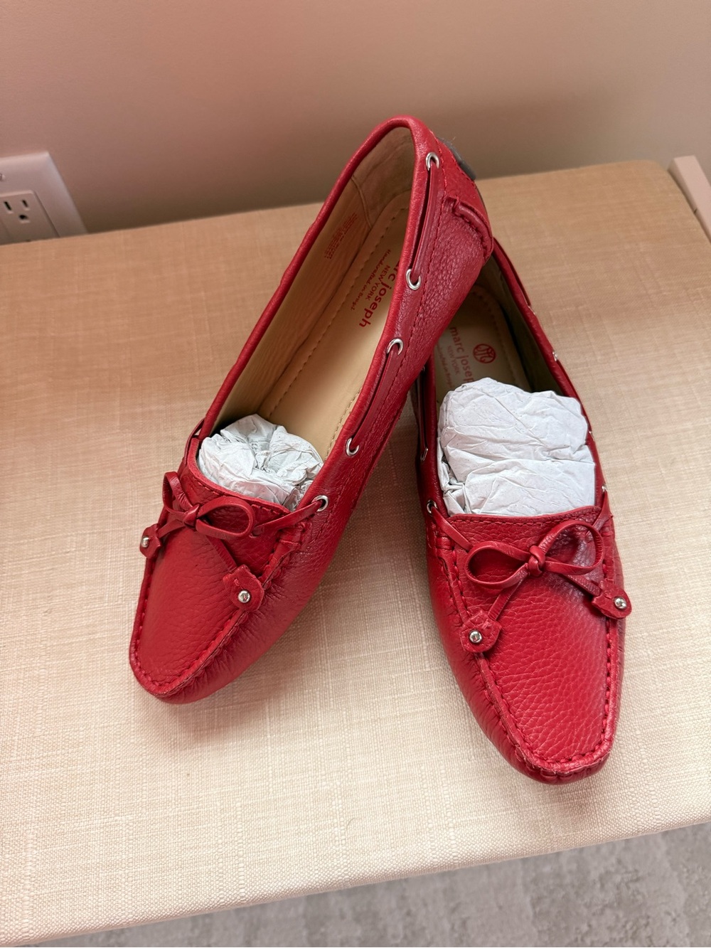 Marc Joseph Red Leather Driving Loafers